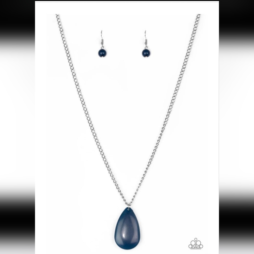 Paparazzi Silver Necklace with Deep Blue Pendant So Pop-YOU-lar Fashion Jewelry